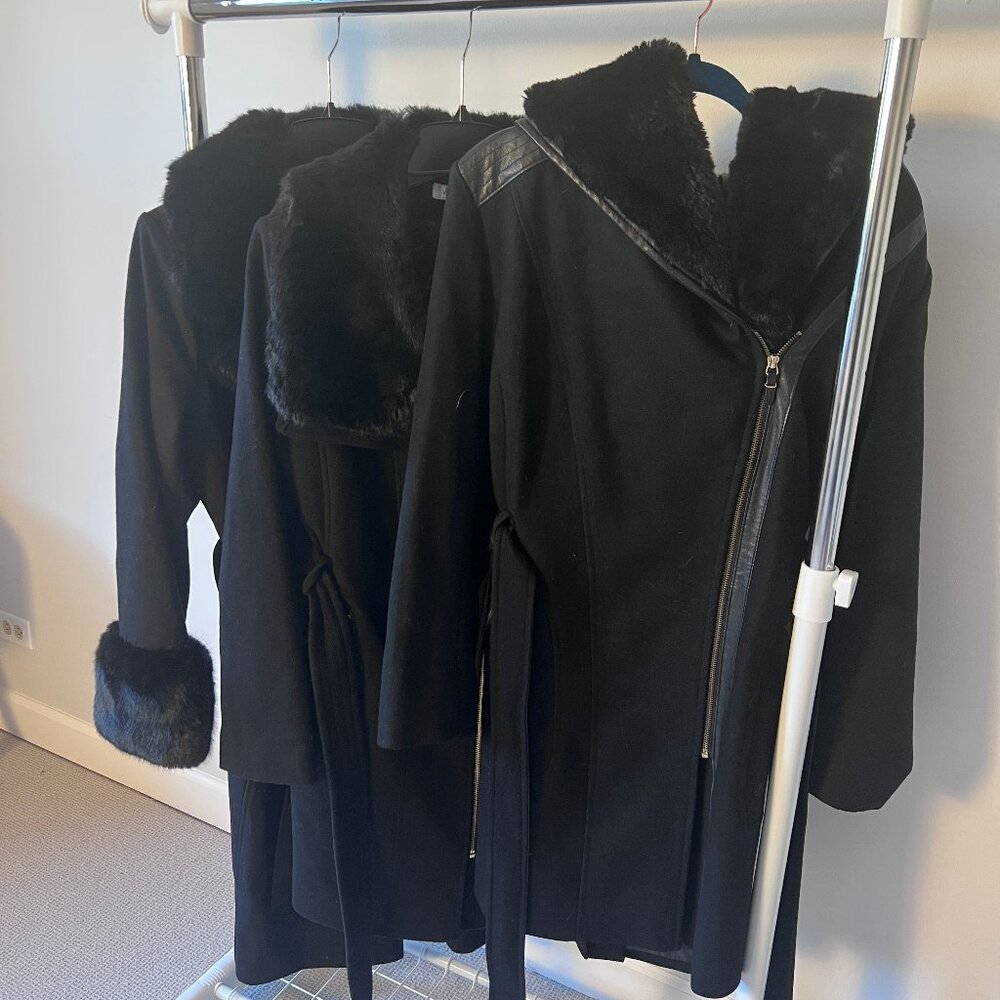 🖤 Via Spiga Black Wool Coats Bundle (Sizes L, L & 16W)